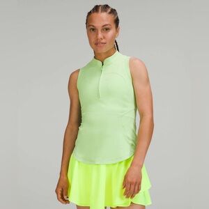 Lululemon Front-Zip Mock Neck Tennis Tank Top Size 8 Scream Green